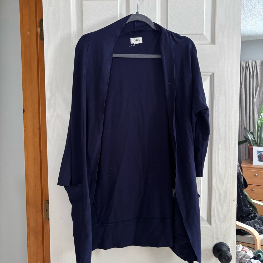 Pact navy blue organic cotton Airplane cardigan